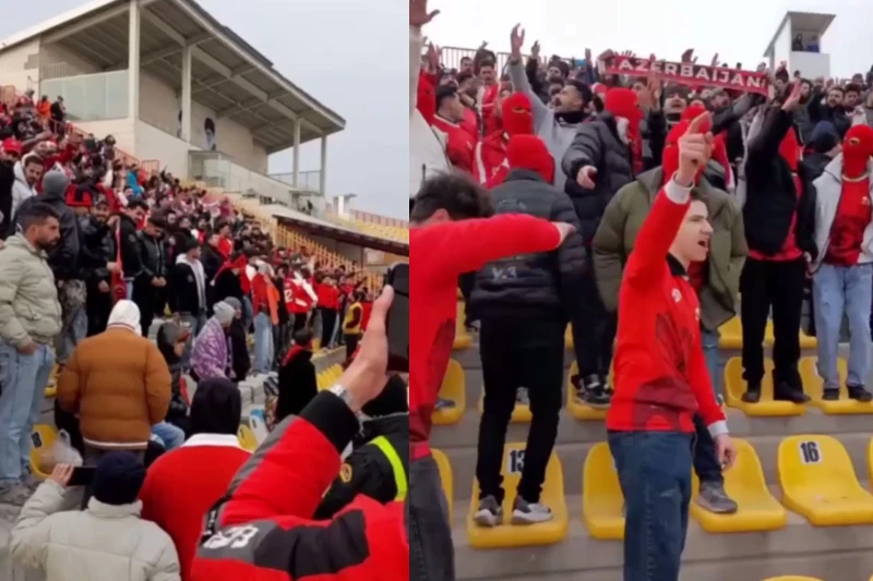 Болельщики Южного Азербайджана продемонстрировали национальную идентичность в Казвине - ВИДЕО