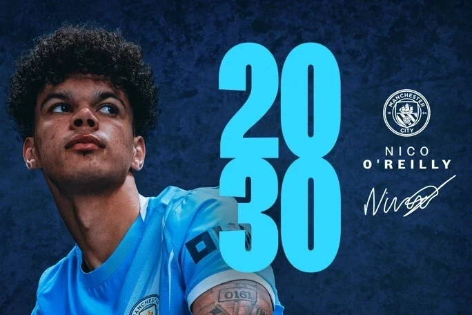Nico O'Reilly extends his contract with Manchester City until 2030