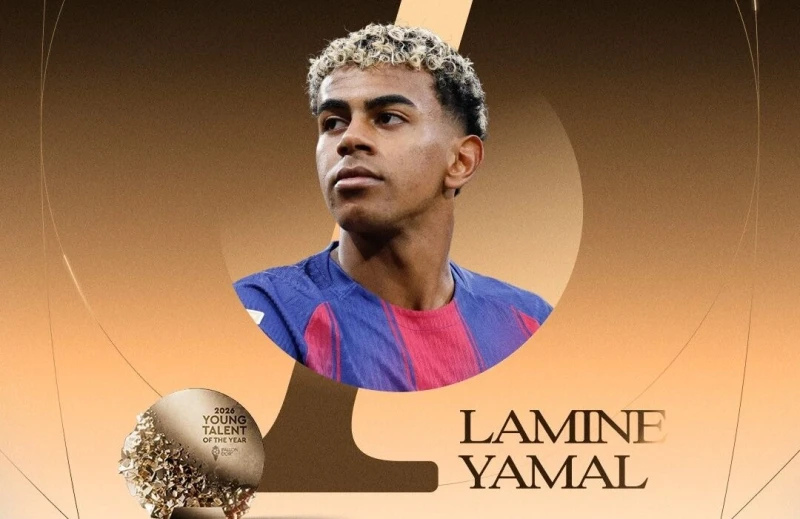 Lamin Yamal İlin gənc istedadı mükafatını üçüncü dəfə qazanaraq tarix yazdı