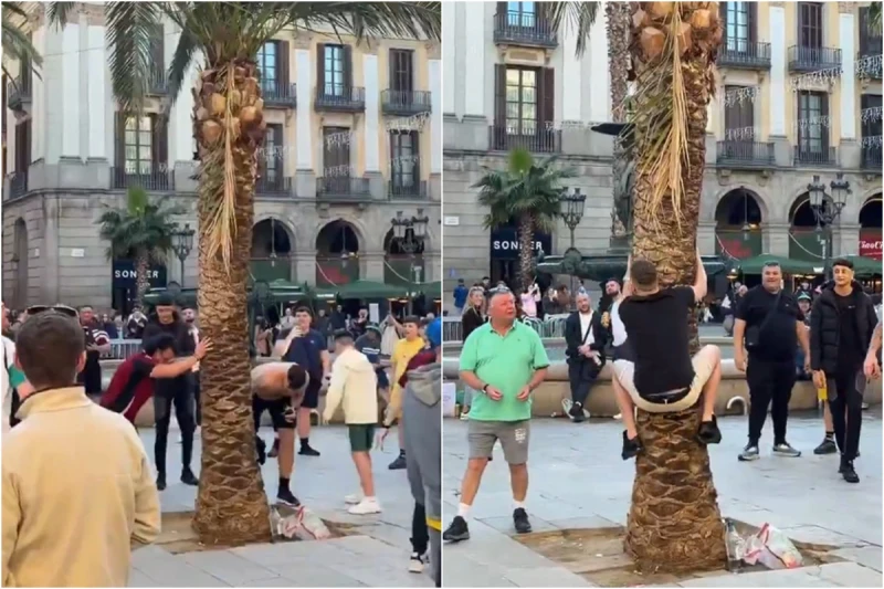 Newcastle fans create fun images in Barcelona