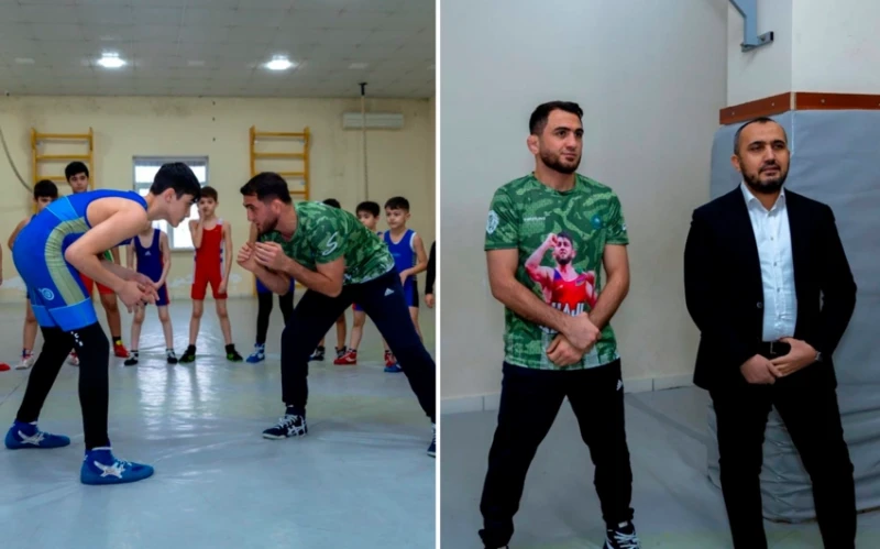 Hacı Əliyev Azərbaycanda yeni yaradılan güləş klubunda ustad dərsi keçib