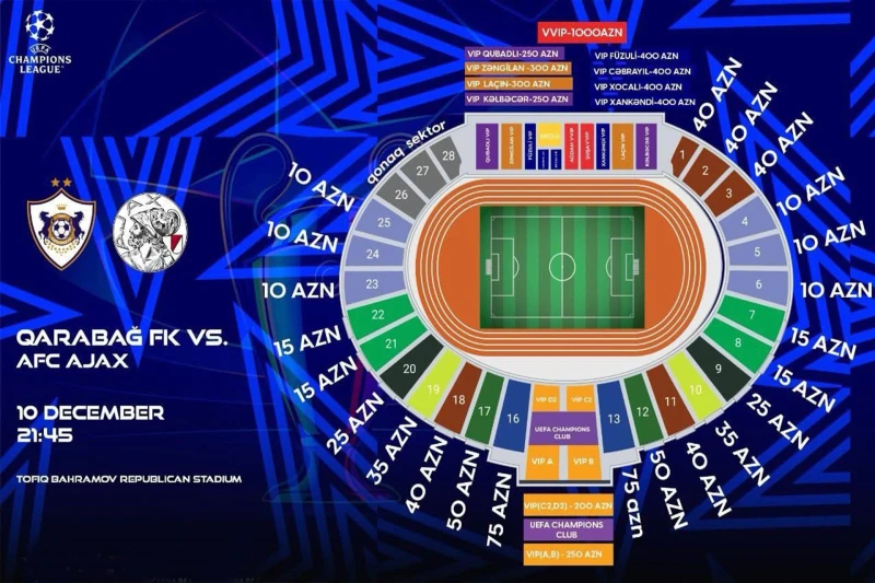 Qarabağ - Ayaks oyununa bilet satışı başladı: Qiymətlər açıqlandı
