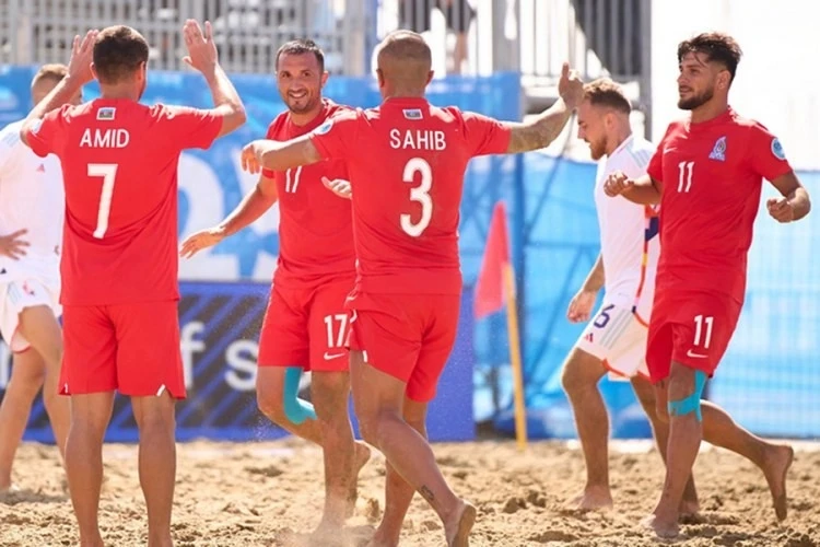 Azerbaijan national beach soccer team defeated Belgium