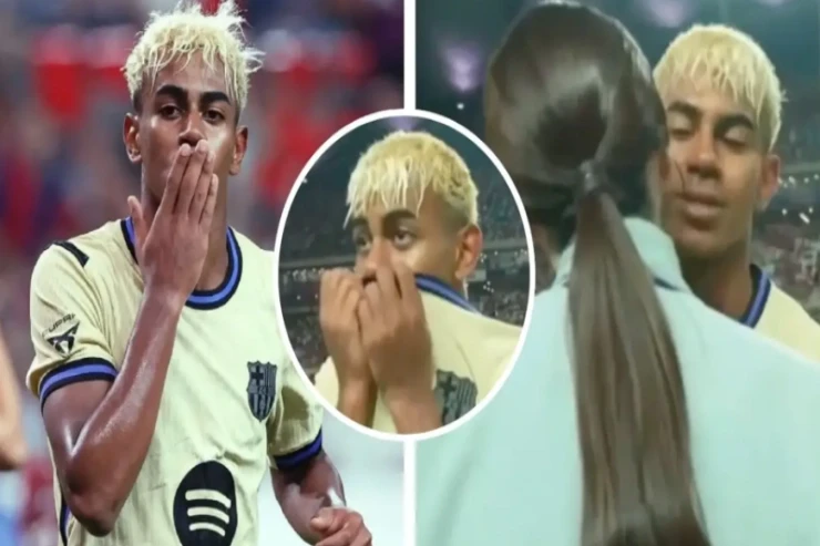 Lamine Yamal's reaction to being kissed by the referee sparked a social media debate