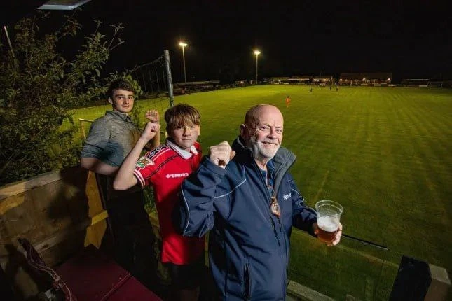 Old English Fan Builds Mini-Stand in His Yard for Grandchildren