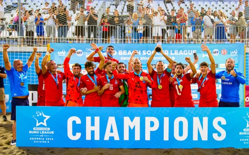 Azərbaycan milli komandası çimərlik futbolu üzrə Avropa çempionatının B Liqasının qalibi olub