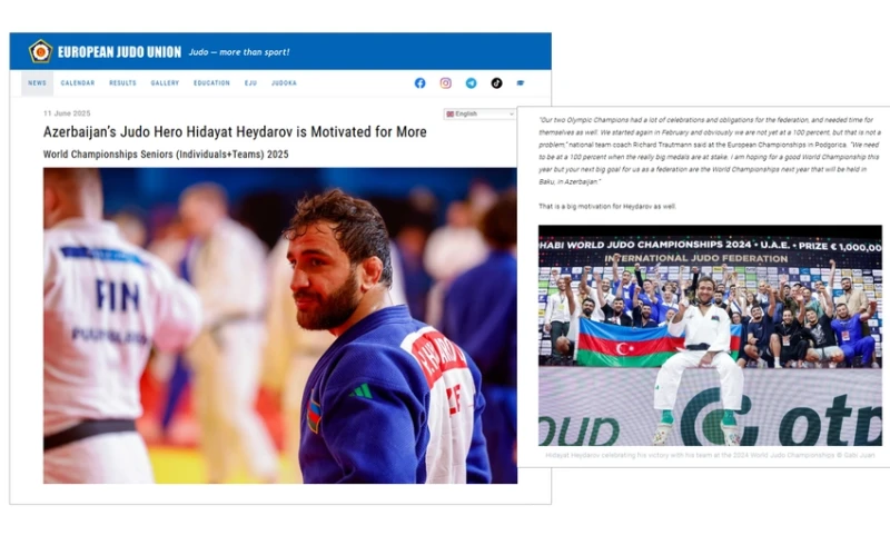 EJU-dan Hidayət Heydərovla bağlı məqalə: Dünya Çempionatı, Hədəflər və Nümunə Olmaq