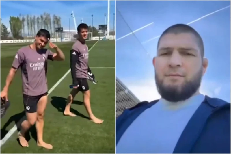 Həbib Nurməhəmmədovun Real Madriddə Arda Gülərlə səmimi görüşü - VİDEO