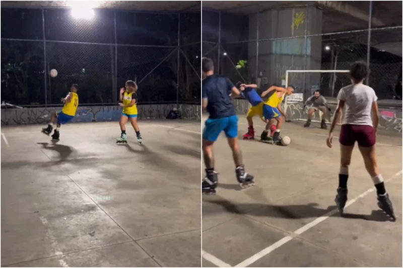 Braziliyada futbol roliklərlə oynanılır: Yeni əyləncə növü