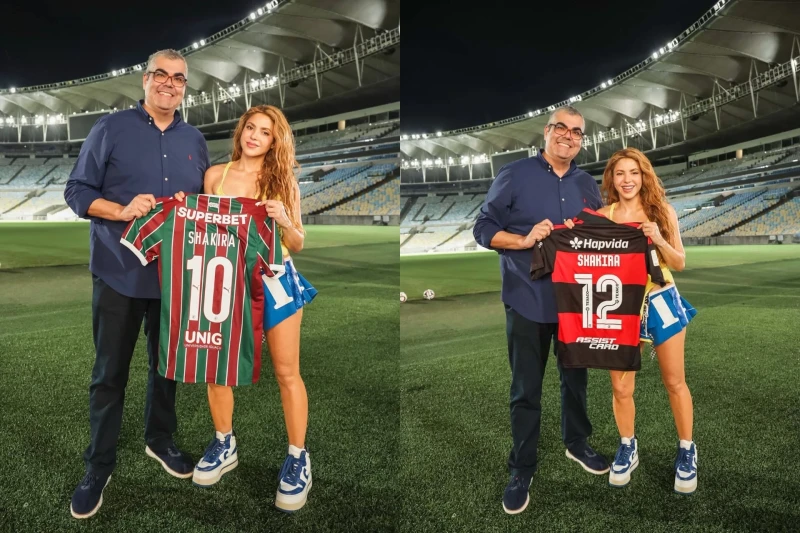 Şakira Braziliyada Flamenqo və Fluminense formaları ilə azarkeşlərin diqqətini çəkdi