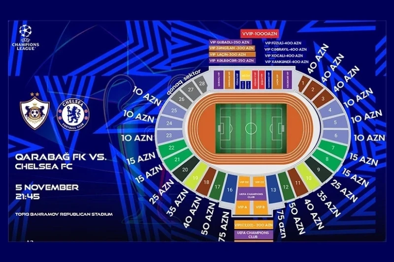 Qarabağ - Çelsi oyununun biletləri sabah satışda! Qarabağ - Çelsi oyununun biletləri sabah satışda!