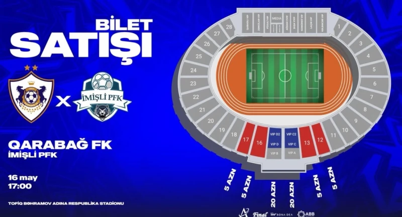 Qarabağ - İmişli Oyununa Bilet Satışı Başlayır: Qiymətlər 5-20 Manat