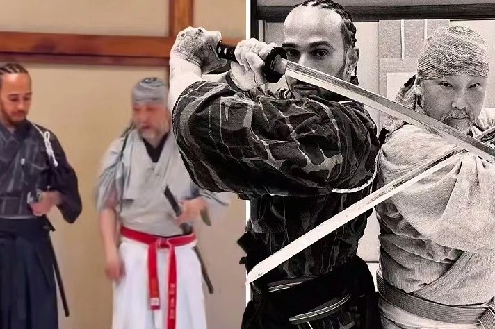 Lewis Hamilton samuray kılıcıyla antrenman yapıyor - VİDEO