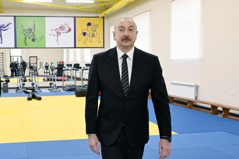 President Ilham Aliyev at the "Vatan" Sports Lyceum
