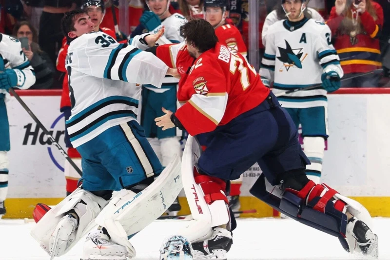 NHL oyununda qapıçılar arasında dava: Nadir hadisə yaşandı - VİDEO