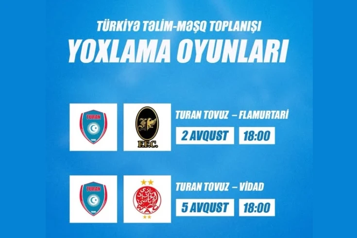 Turan Tovuz to hold test matches against Flamurtari and Vidad in Turkey