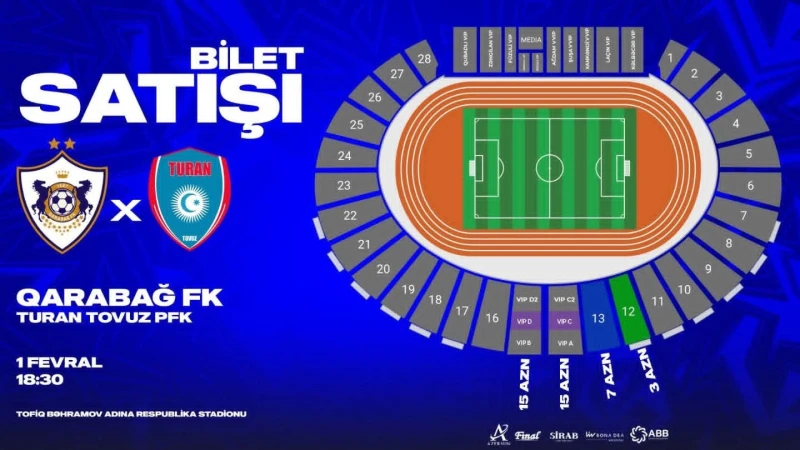 Qarabağ - Turan Tovuz oyununun biletləri satışa çıxarıldı