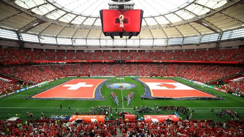 Futbol üzrə dünya çempionatında İsveçrə - Kanada oyunu started