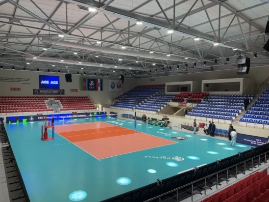 Tovuz Olimpiya İdman Kompleksində Çempionlar Liqası voleybol matçı üçün hazırlıqlar tamamlandı