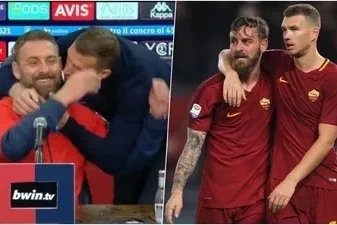 Edin Ceko De Rossinin ilk mətbuat konfransında onu öpdü