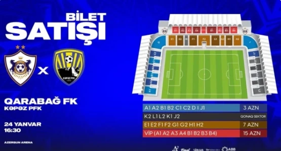 Qarabağ - Kəpəz oyununun biletləri satışda: Qiymətlər açıqlandı