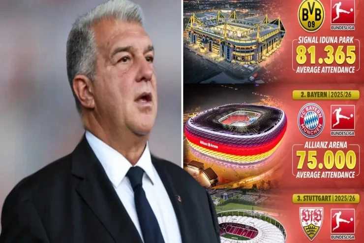 Avropanın ən yaxşı 5 liqasında stadionların orta azarkeş sayı: Almaniya liderdir