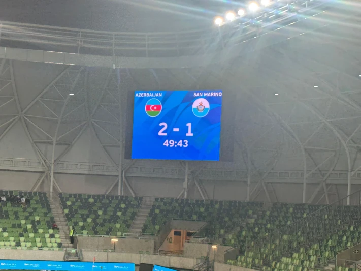 Azərbaycan milli komandası San Marinoyu 2:1 hesabı ilə məğlub edib