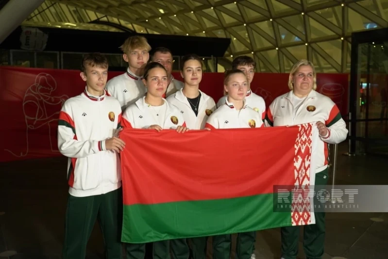 Belarus masa tenisi takımı, III. Bağımsız Devletler Topluluğu Oyunları'na katılmak için Bakü'ye geldi