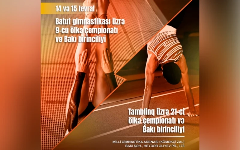 Bakıda batut gimnastikası, tamblinq üzrə ölkə çempionatı və şəhər birinciliyi keçiriləcək