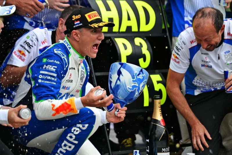 Isack Hadjar accidentally broke his trophy won at the Dutch Grand Prix