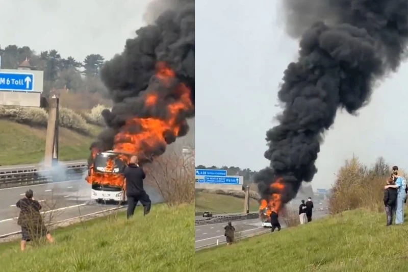 Bus carrying Manchester City fans to Arsenal match catches fire: No injuries