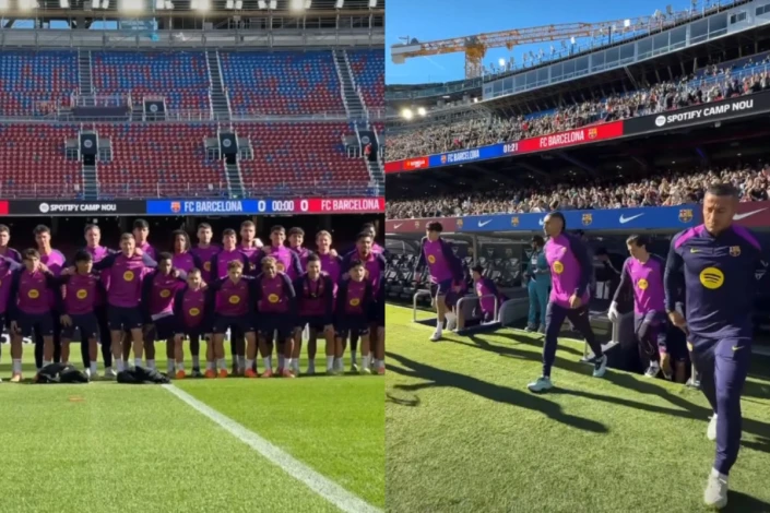 "Barcelona" yeniden inşaattan sonra "Camp Nou"da antrenmana başladı - VİDEO