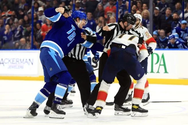 Mass Brawl in NHL's "Tampa Bay" vs. "Florida" Match: 137 Penalty Minutes