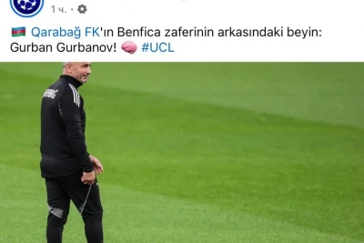 UEFA Çempionlar Liqası "Qarabağ"ın baş məşqçisi Qurban Qurbanovu təqdir etdi