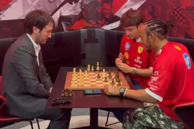 Teymur Rəcəbov "Formula 1" pilotları Hemilton və Leklerlə şahmat oynayıb