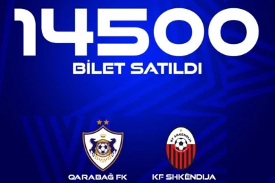 Çempionlar Liqası: "Qarabağ" - "Şkendiya" oyununa 14500 bilet satılıb