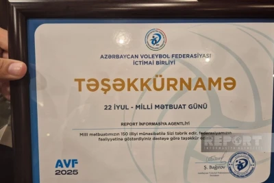 Azərbaycan Voleybol Federasiyası "Report" İnformasiya Agentliyini təltif etdi