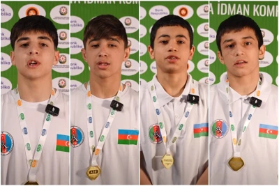 U-15 güləş çempionatının qalibləri qələbə təəssüratlarını bölüşüblər