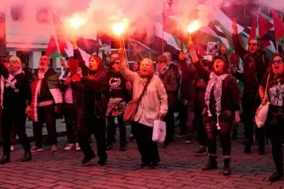 Norveçdə İsrail matçı öncəsi Fələstinə dəstək aksiyası keçirilib