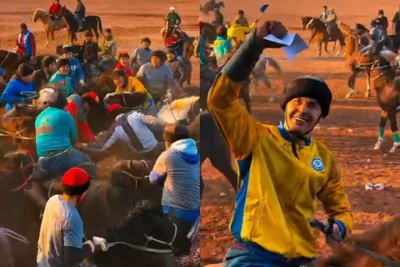 Qazaxıstan millisinin qapıçısı Muhammedcan Seysen "Gök boru" yarışlarında iştirak etdi - VİDEO