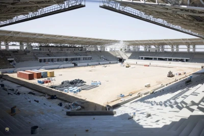 Gəncə şəhər stadionunda yenidənqurma işləri davam edir - FOTO