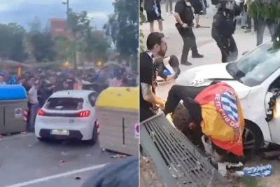 "Barselona" oyunundan əvvəl avtomobil azarkeşləri tapdaladı - VİDEO