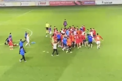 Azərbaycan U-21 - Monteneqro U-21 oyununda kütləvi dava