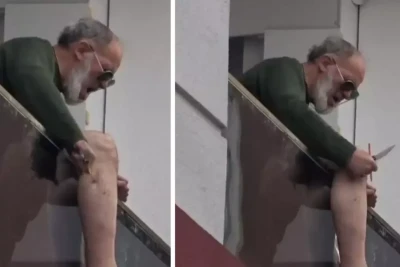 "Samunspor"un məğlubiyyətinə əsəbiləşən azarkeş əlində bıçaqla balkona çıxdı