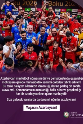 Prezident İlham Əliyevin minifutbol üzrə dünya çempionu olan Azərbaycan yığması ilə bağlı paylaşımı