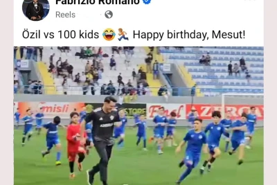 Fabrizio Romano Özili Bakıdakı videosunu paylaşaraq təbrik edib