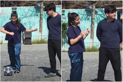 Qardaşın bacısına futbol öyrətdiyi video sosial şəbəkələrdə marağa səbəb olub