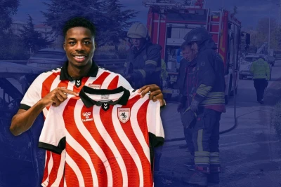 "Samsunspor"lu futbolçunun maşını hərəkətdə yanıb: Musaba və ailəsi xilas oldu - FOTO/VİDEO